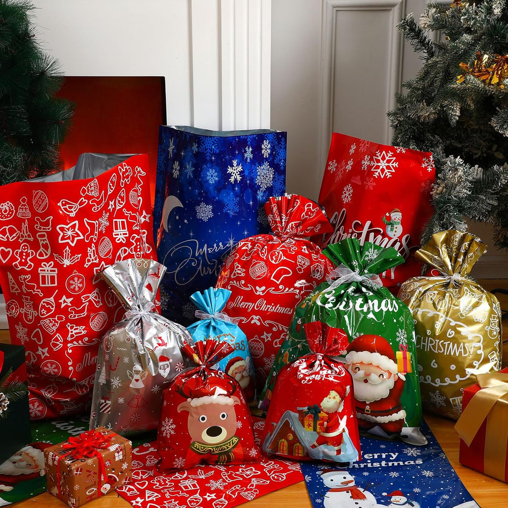 Set van kerstcadeauzakken en labels - De oplossing voor inpakstress tijdens kerst