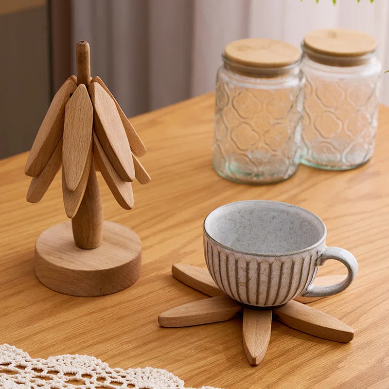 NordicWood™ – Houten Boomvormige Onderzetter & Decoratie Set
